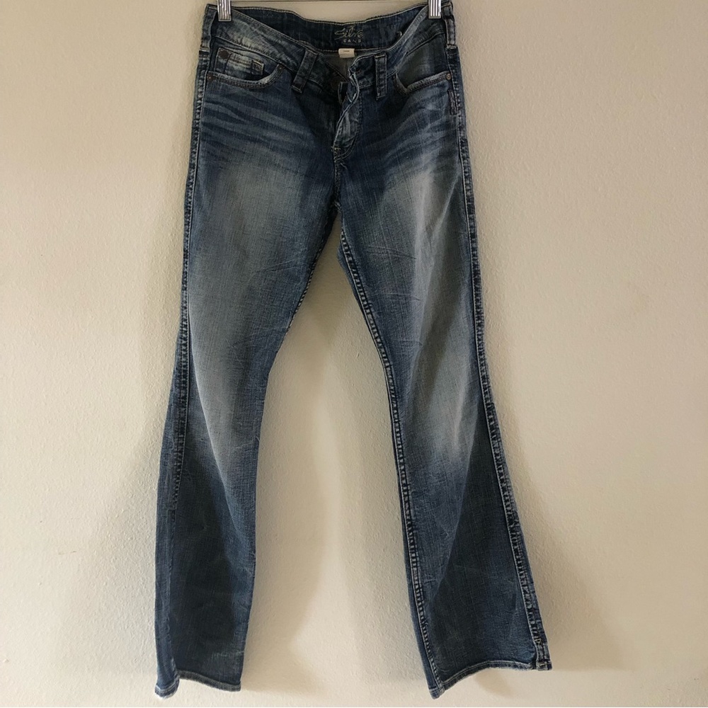 Silver Jeans Twisted Distressed Bootcut Jeans Sz 28 Inseam 31”